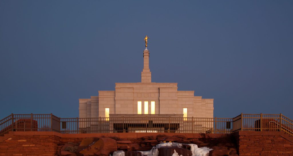 Temple lit at dusk